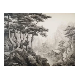 32' X 24' Original Grisaille Landscape Print 16th Century Style
