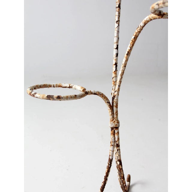 Vintage White Iron Plant Stand For Sale - Image 10 of 11