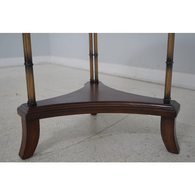 1990s Round Inlaid Top Lamp Table W. Brass Gallery For Sale - Image 5 of 12