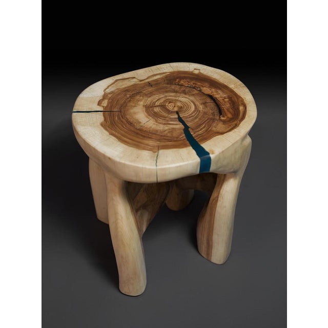 Wood Sculptural Side Table by Logniture For Sale - Image 4 of 8
