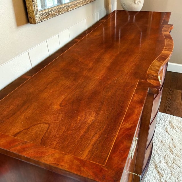 Brown 1950s Henredon Crotch Mahogany Sideboard | Buffet | Statement Credenza For Sale - Image 8 of 11