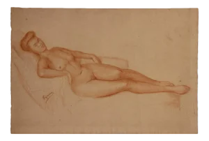 Emile Lejeune French Reclining Nude Woman Study Graphite on Paper 1950's
