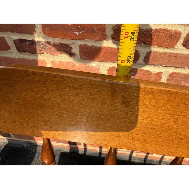 Vintage Early American Colonial Windsor Style Spindle Back Bench For Sale - Image 14 of 15