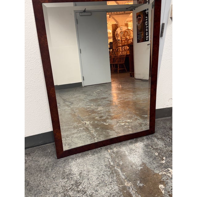 2010s Burl Wood Rectangular Beveled Mirror For Sale - Image 5 of 13