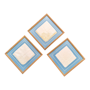 Vintage Framed Lace Handkerchiefs – Set of 3
