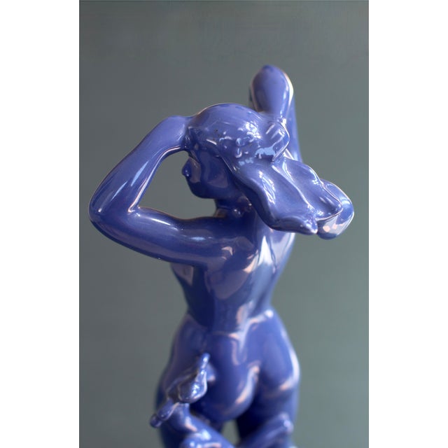 Mid 20th Century Arthur Percy Blue Figurine Woman Statue For Sale - Image 6 of 9