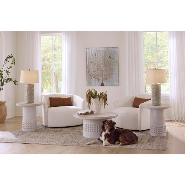 2020s Studded Side Table, White Washed Wood For Sale - Image 5 of 7
