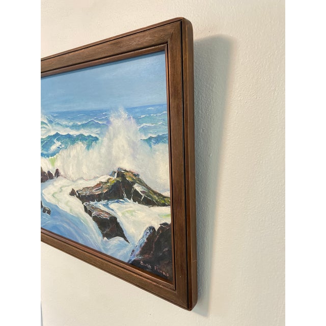 Mid 20th Century Vintage Framed Seascape Oil on Canvas Signed Ficaro For Sale - Image 4 of 6