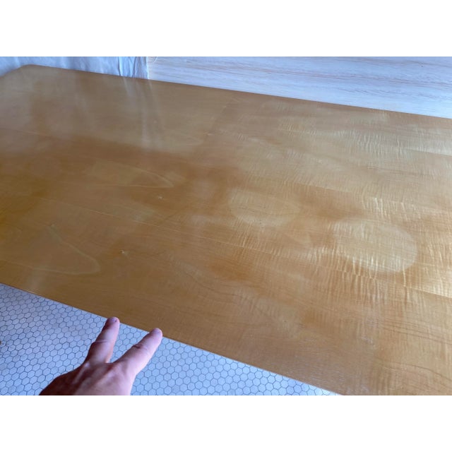 Brown 1990s Finn Juhl Floating Top Dining Table for Baker Teak Maple For Sale - Image 8 of 12
