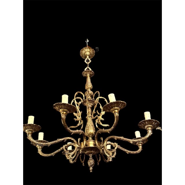 Antique Brass and Bronze Chandelier, 1890s For Sale - Image 5 of 6