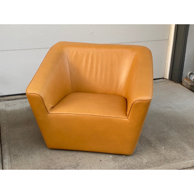 Tan Pair of Sancal Spain Leather Lounge Chairs For Sale - Image 8 of 18