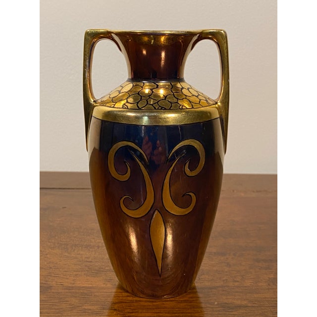 1920s 1920s Hand Painted Black and Gold Vase By Altrohlau, Czechoslovakia For Sale - Image 5 of 5