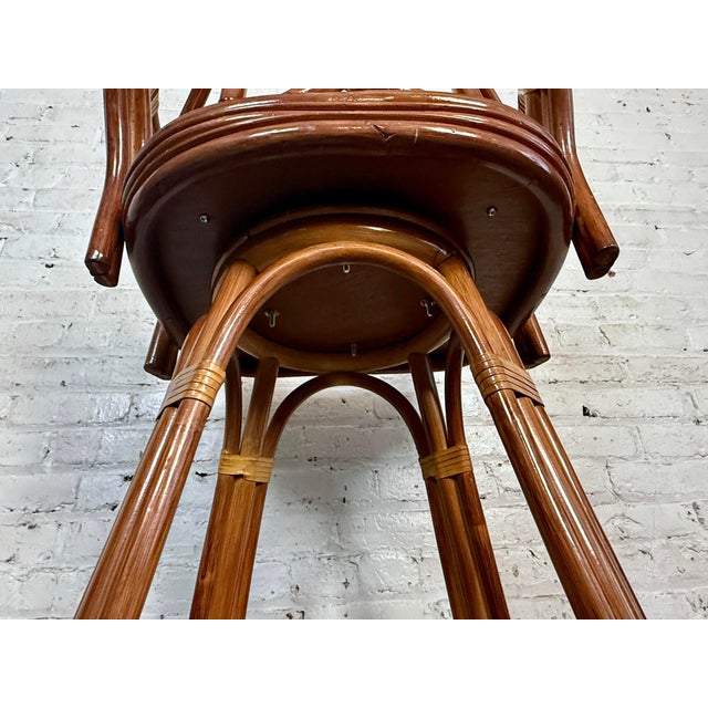 Mid 20th Century Rattan Backed Swivel Bar Stool For Sale - Image 11 of 11