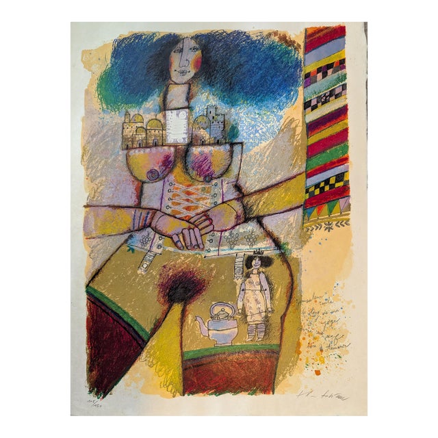 1980s Limited Edition Signed "Jerusalem Roule Le Long De Ma Gorge" by Theo Tobiasse (1927-2012) For Sale