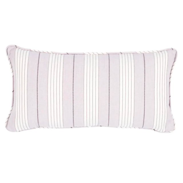 Contemporary Schumacher Audrey Stripe 24" Lumbar Pillow in Lilac For Sale - Image 3 of 3