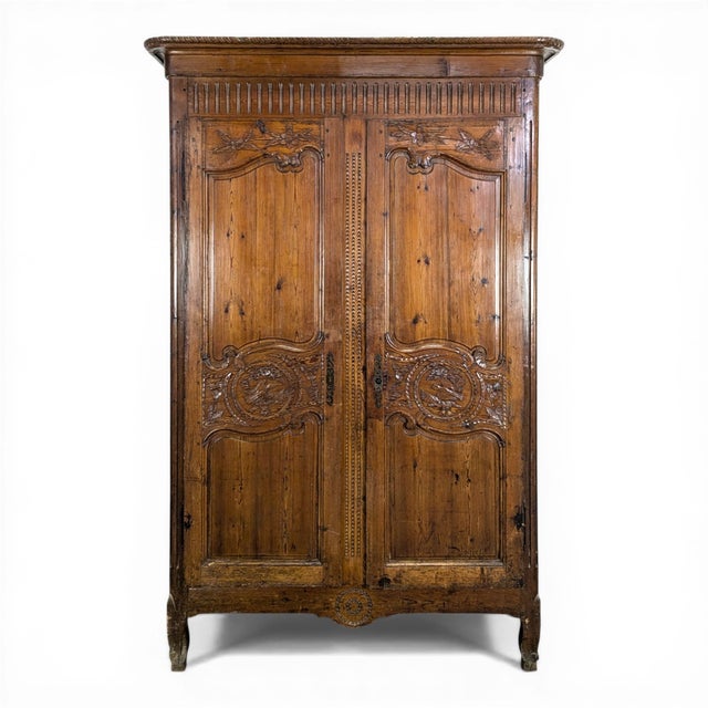 Vintage Norman-Style Wardrobe in Pine For Sale