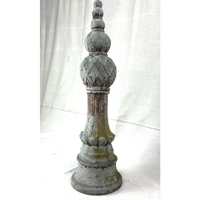 Traditional Late 20th Century Architectural Concrete Finial With Natural Lichen Patina For Sale - Image 3 of 10