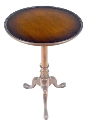Antique c1920s Carved Mahogany Tripod Base Round Pie Crust Edge Lamp Side Table