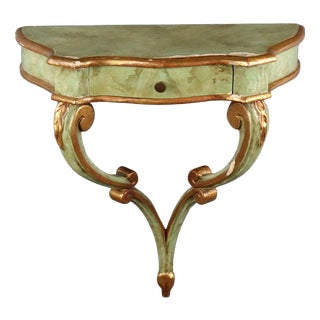 Drop-Shaped Console Table in Fir with Faux Marble Finish For Sale