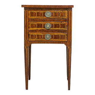 Italian Napoleon III 19th Century Bedside Table with Geometric Marquetry For Sale