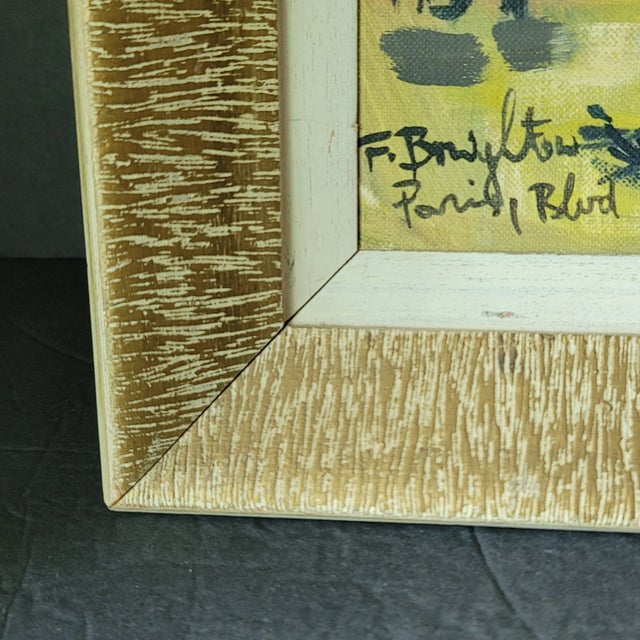 Vintage Mid Century Modern French Cityscape Oil Painting on Board Framed Signed For Sale - Image 4 of 9