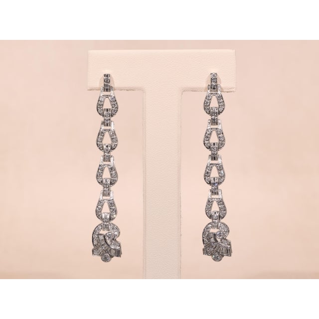 The Daenerys: Antique Platinum & Diamond Dangler Earrings, 2 Pieces For Sale - Image 4 of 8