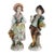 Pair Oversized Antique German Majolica Porcelain Figures of a Maiden & Lad C1920 For Sale