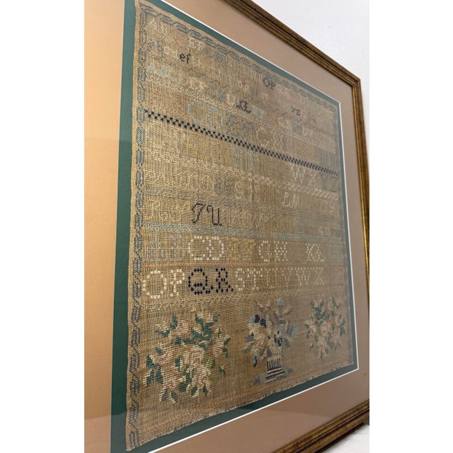 Large Antique Early 19th Century Handmade Embroidered Needlepoint Sampler Art For Sale - Image 16 of 16