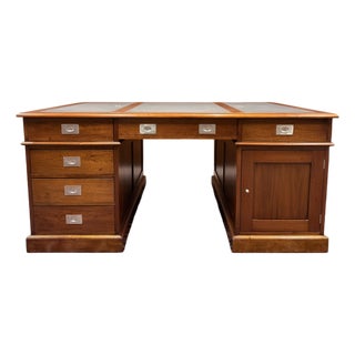 Large English Chesterfield Partners Desk For Sale