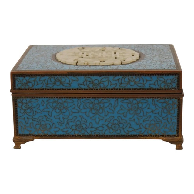 Inaba Japanese Cloisonne and Jade Box Yamanaka and Co For Sale - Image 4 of 11