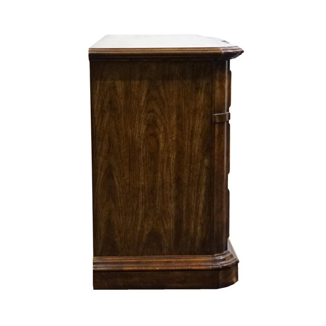 Stanley Furniture Solid Walnut Italian Provincial 74" Triple Door Dresser For Sale - Image 12 of 15