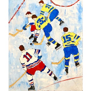 Judy Rifka, Judy Rifka, Abstract Expressionist Oil Painting Hockey Players. Brooke Alexander, 1983 For Sale