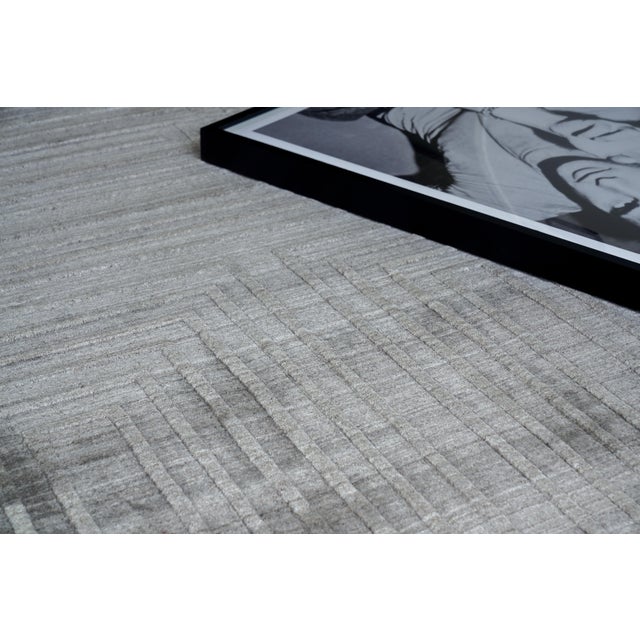 2020s Exquisite Rugs Castelli Handmade Bamboo Silk & Cotton Gray Rug-10'X14' For Sale - Image 5 of 7