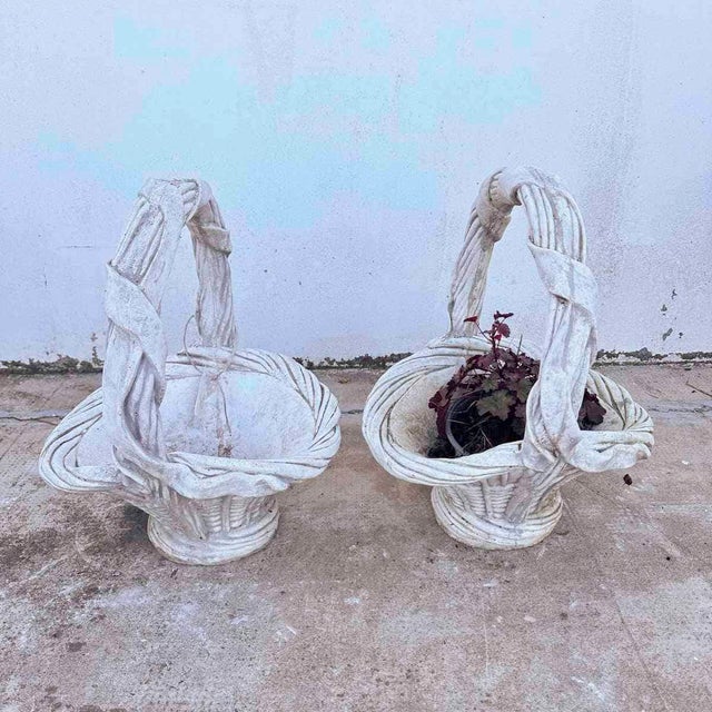 Weave Garden Basket Vases, Set of 2 For Sale - Image 5 of 8