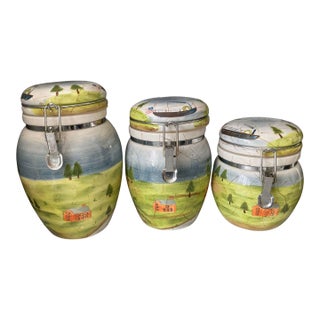Kitchen Ceramic Storage Canisters - Set of Three For Sale