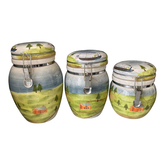 Kitchen Ceramic Storage Canisters - Set of Three For Sale