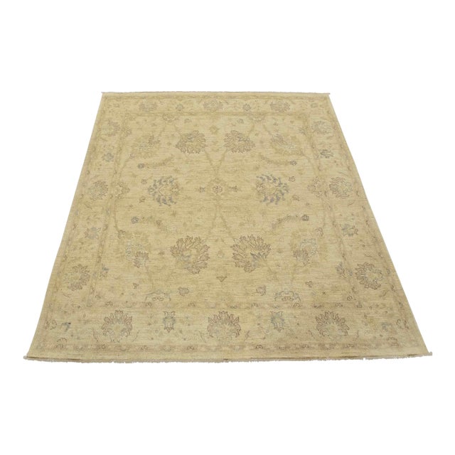 Ziegler Rug 6’1” X 6’4” Beige Wool Traditional Hand-Knotted Oriental Carpet For Sale