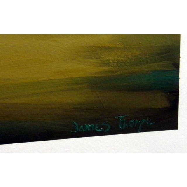 Impressionist James Thorpe Blue Sky Hand Signed Mix Media Landscape For Sale - Image 3 of 3