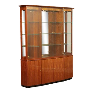 1990s Henredon Modern Art Deco Style Mahogany China Display Cabinet