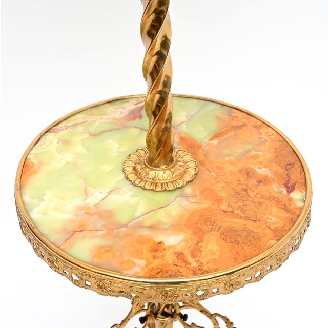 Metal Vintage French Onyx and Brass Floor Lamp, 1920s For Sale - Image 7 of 9