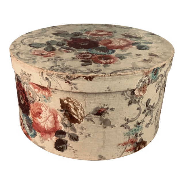 Antique Hand Painted Floral Hat Box Chairish