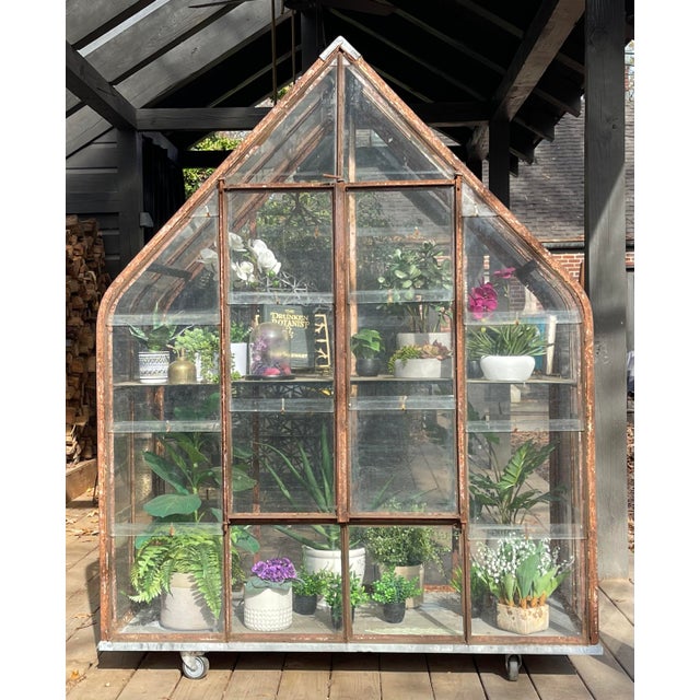 Metal Antique Greenhouse From Ireland, County Cavan, Early 1900’s on Wheels For Sale - Image 7 of 14