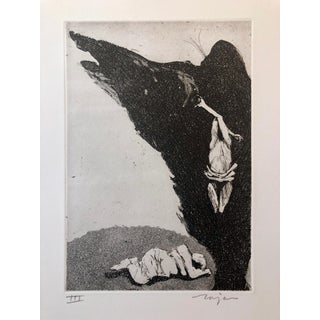 Jack Zajac, Surrealist Figurative Aquatint Etching California Modernist Sculptor Artist, 1964 For Sale