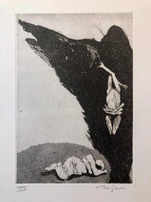 Jack Zajac, Surrealist Figurative Aquatint Etching California Modernist Sculptor Artist, 1964