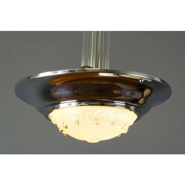 Art Deco French Chromed Brass and Glass Chandelier, 1930s For Sale - Image 9 of 16