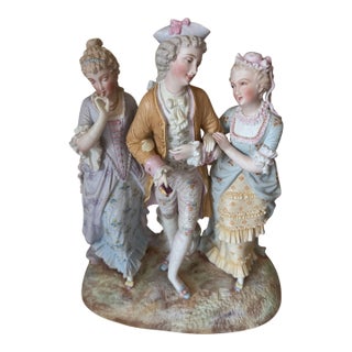 Antique Meissen Porcelain Figural Group – 19th Century – Crossed Swords Marked – 15” Tall For Sale