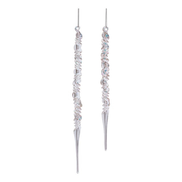 Glass Icicle Ornament Set of 6  9.75" & 11.5" For Sale
