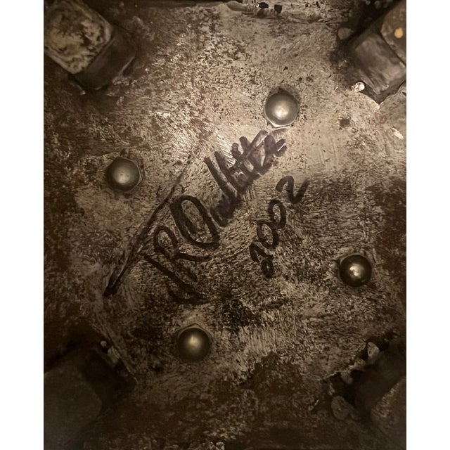 Jac R Ouellette (1961-), Vintage, Sculptural Steel Box on Wheels, Removable Lid, Signed, Dated For Sale - Image 4 of 7