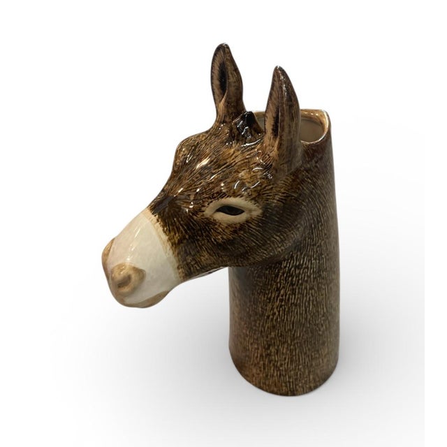 Farmhouse Glazed Ceramic Donkey Head Vase For Sale - Image 3 of 9