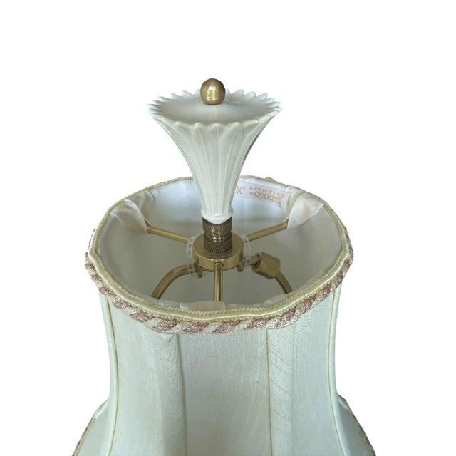 Late 20th Century Vintage Lenox Porcelain & Brass Table Lamps - A Pair For Sale - Image 5 of 12